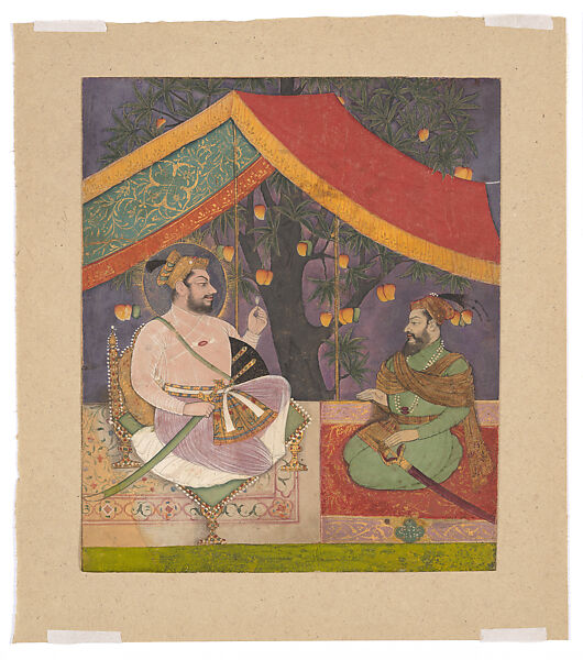 Sultan Ali Adil Shah II in camp, Opaque color and gold on paper