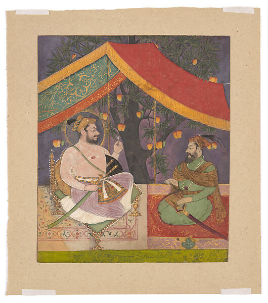 Sultan Ali Adil Shah II in camp, Opaque color and gold on paper 