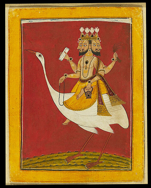 Raga Brahma, Creator of the Universe, Opaque watercolor on paper, India, Mankot