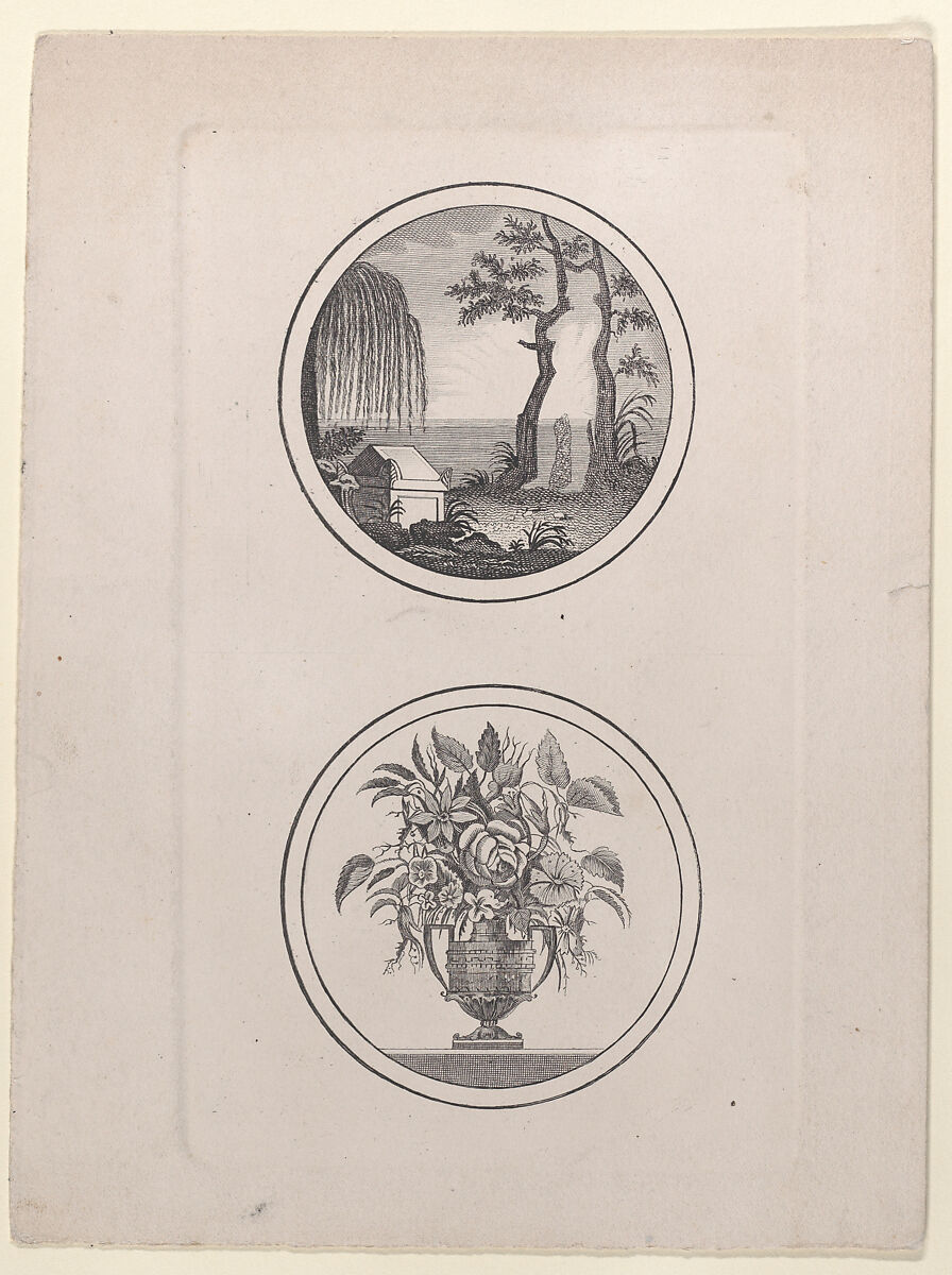 Hidden silhouette of Napoleon visiting his tomb; vase of flowers, Anonymous  , 19th century, Engraving 