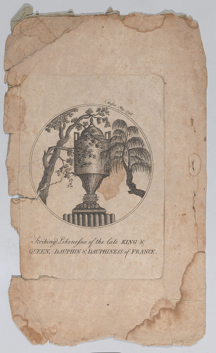 Striking likenesses of the late King & Queen, Dauphin & Dauphiness of France, Louis XVI, King of France (French, Versailles 1754–1793 Paris), Hand-colored lithograph