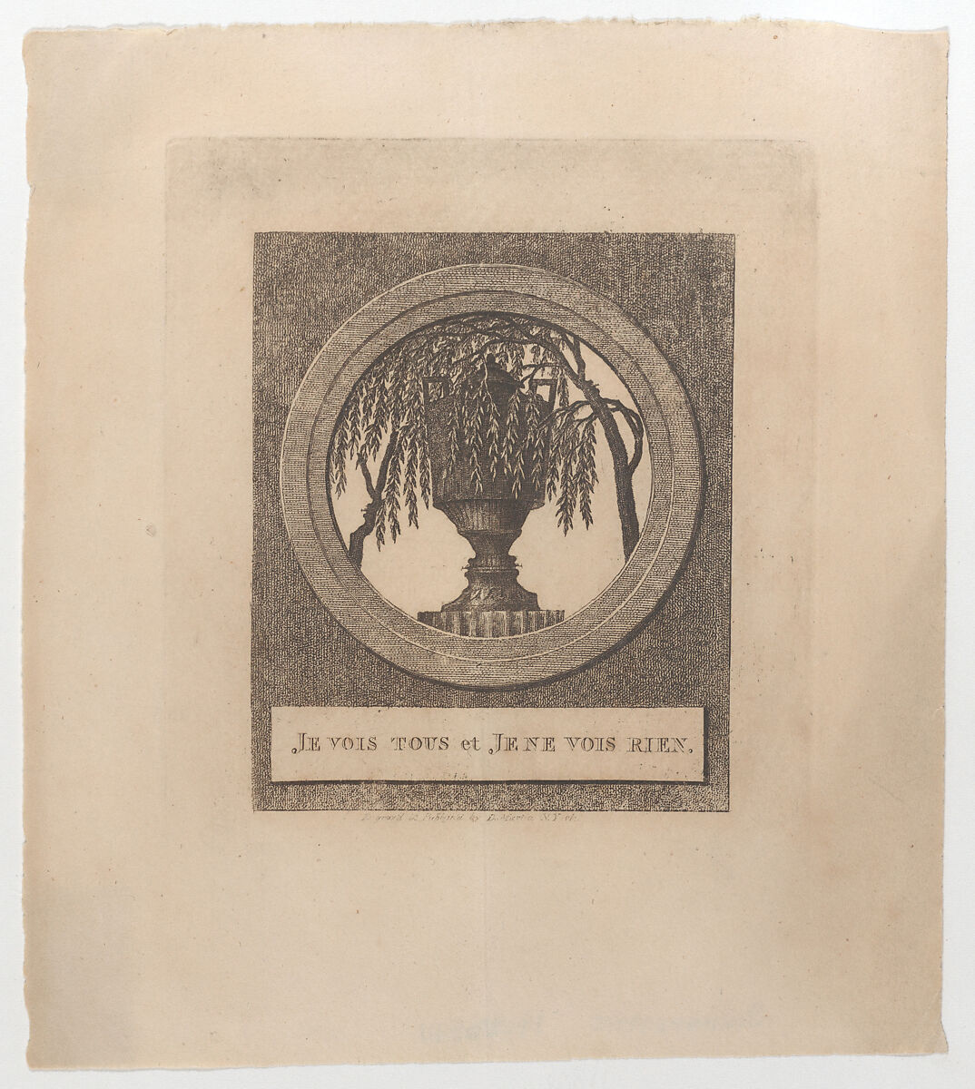 I see everything and I see nothing (Je vois tout et je ne vois rien), with hidden silhouettes of the French royal family, D. Martin (American, active New York, 1796), Etching 