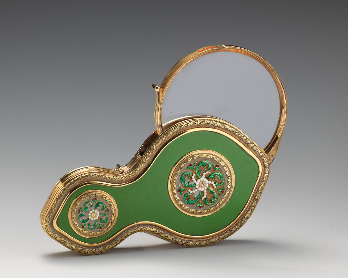 Reading glass with two lenses (loupe), Gold, enamel, glass, French