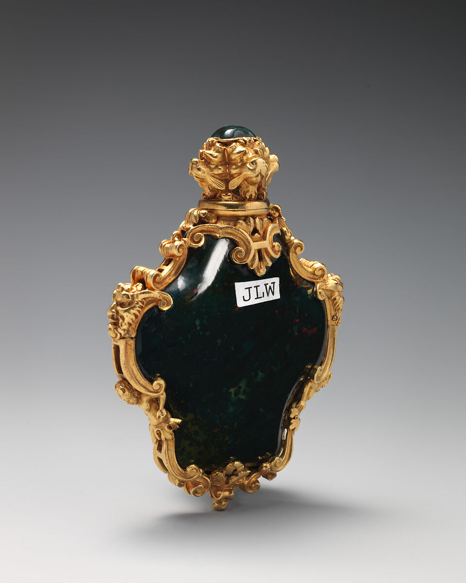 Perfume bottle, Gold, bloodstone, Probably English
