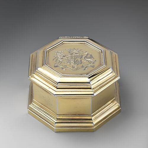 Octagonal box with arms of Henry Somerset-Scudamore, 3rd Duke of Beaufort (1707–1745)