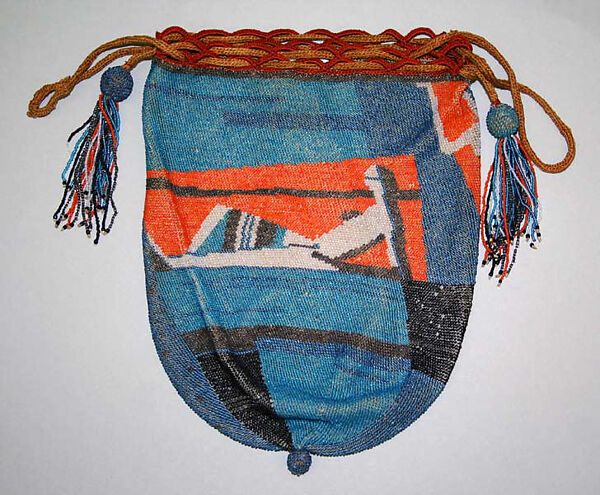 Reticule, cotton, glass, probably Italian 