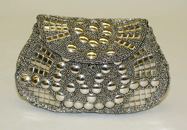 Evening bag, F.T. Slattery and Company, metal, glass, silk, French 