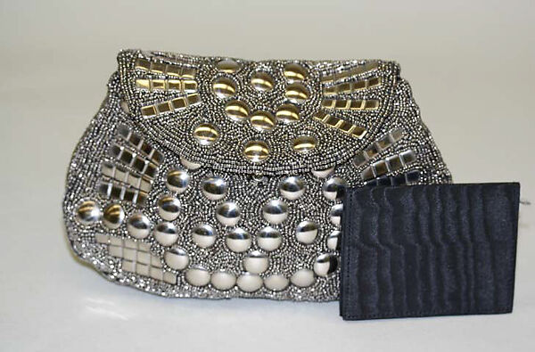 Evening bag, F.T. Slattery and Company, metal, glass, silk, French