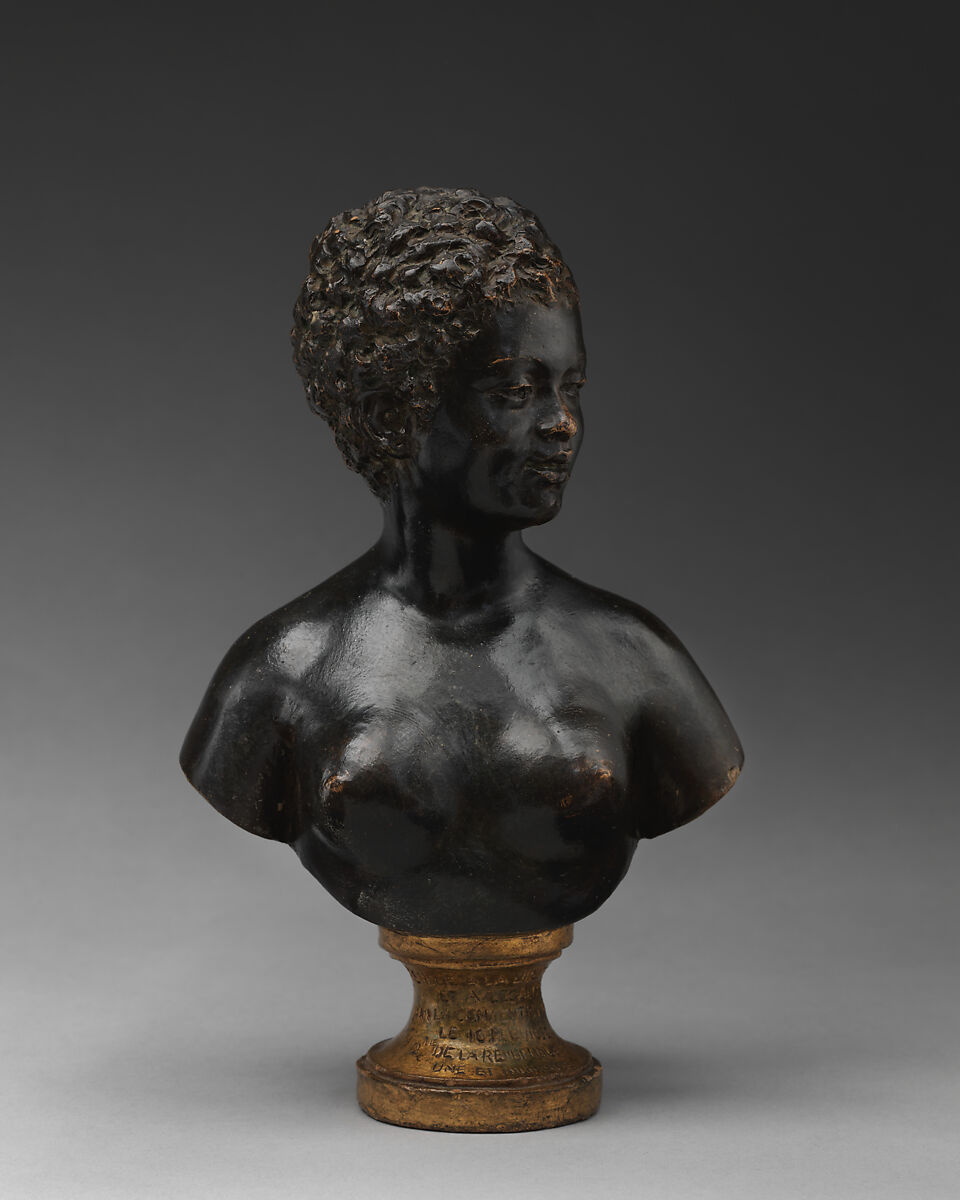 Bust of a Woman, After a model by Jean Antoine Houdon (French, Versailles 1741–1828 Paris), Terracotta and paint, French