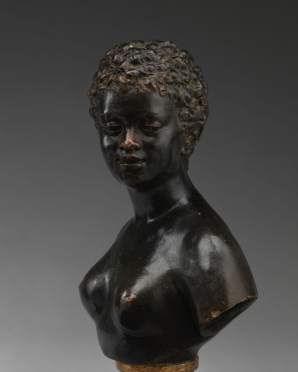 Bust of a Woman, After a model by Jean Antoine Houdon (French, Versailles 1741–1828 Paris), Terracotta and paint, French