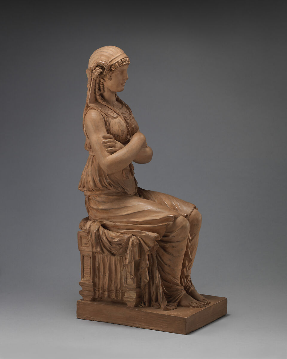 Egyptian Goddess, Clodion (Claude Michel) (French, Nancy 1738–1814 Paris), Painted terracotta, French