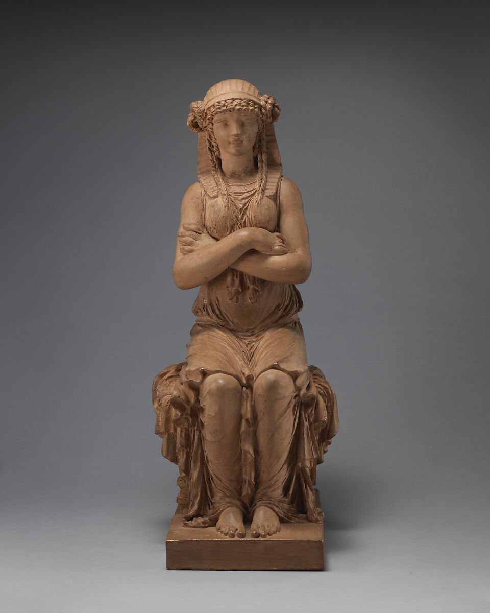 Egyptian Goddess, Clodion (Claude Michel) (French, Nancy 1738–1814 Paris), Painted terracotta, French 