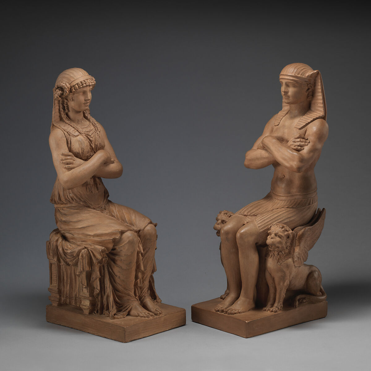 Egyptian Goddess, Clodion (Claude Michel) (French, Nancy 1738–1814 Paris), Painted terracotta, French