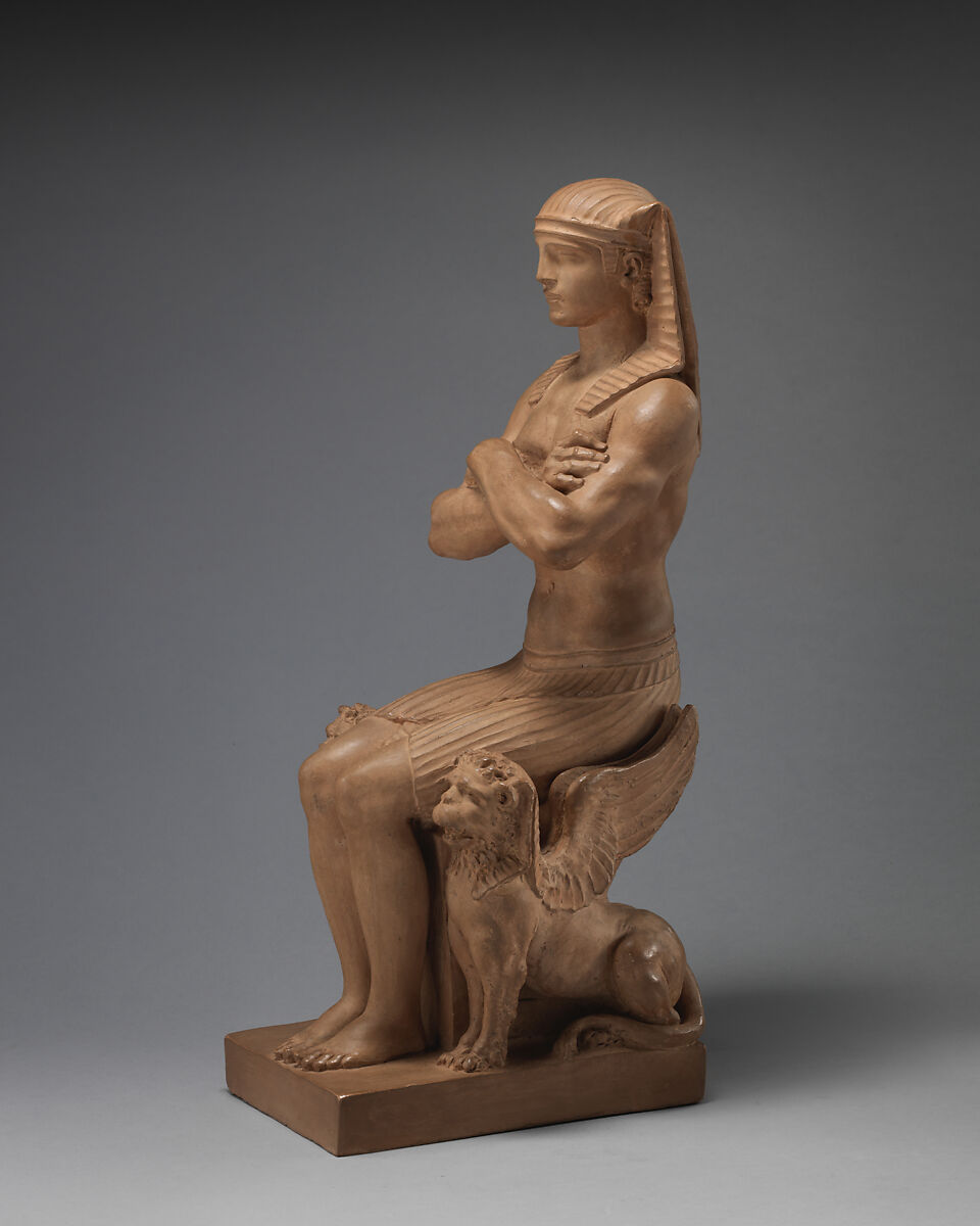 Egyptian God, Clodion (Claude Michel) (French, Nancy 1738–1814 Paris), Painted terracotta, French