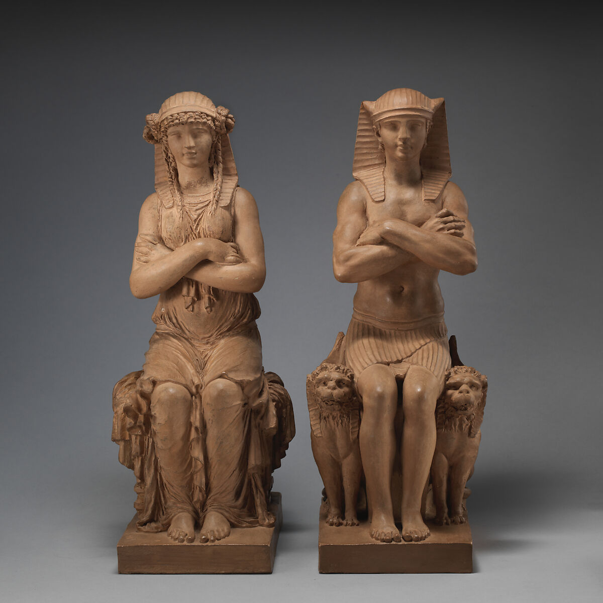 Egyptian God, Clodion (Claude Michel) (French, Nancy 1738–1814 Paris), Painted terracotta, French