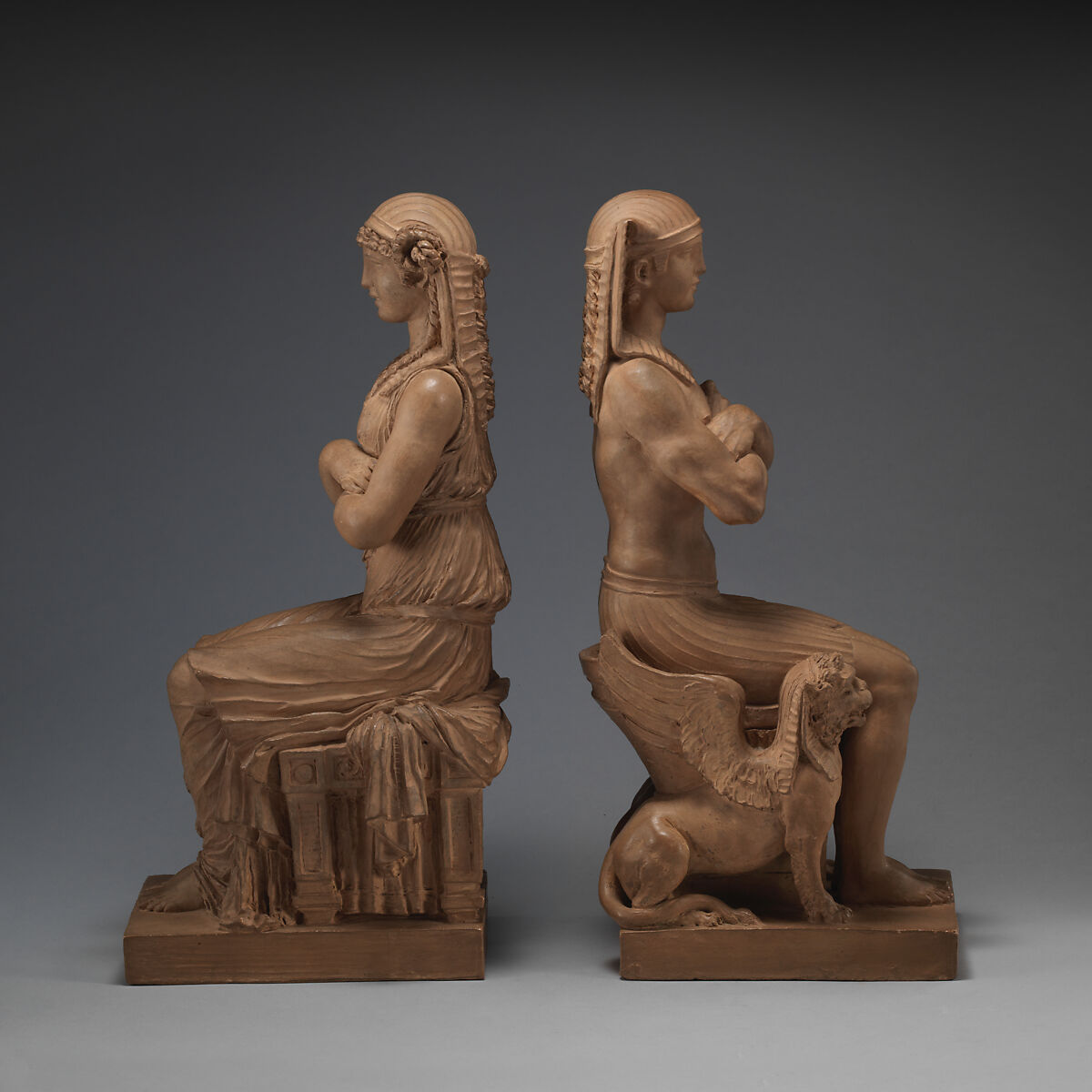 Egyptian God, Clodion (Claude Michel) (French, Nancy 1738–1814 Paris), Painted terracotta, French