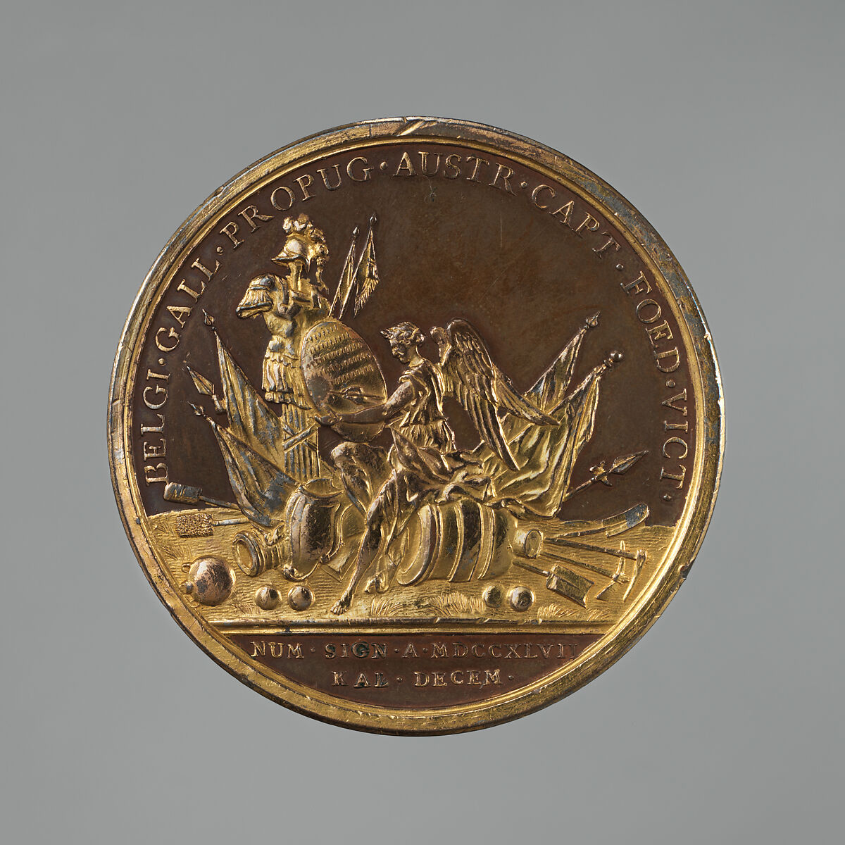 Victories of Maurice de Saxe, Marshal General of France, Jean Dassier (Geneva 1676–1763 Geneva), Gilt bronze, lacquered ground, Swiss, Geneva