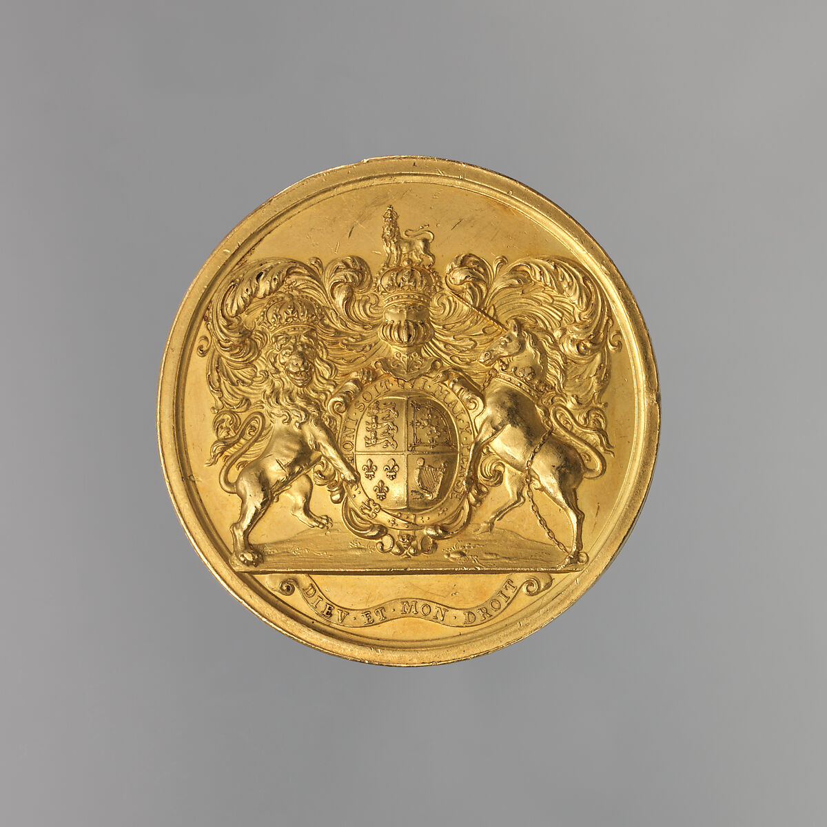 Charles II: Royal Coat of Arms, John Roettier (Flemish, Antwerp 1631–1703 London, active England 1670–98), Gold, British, London