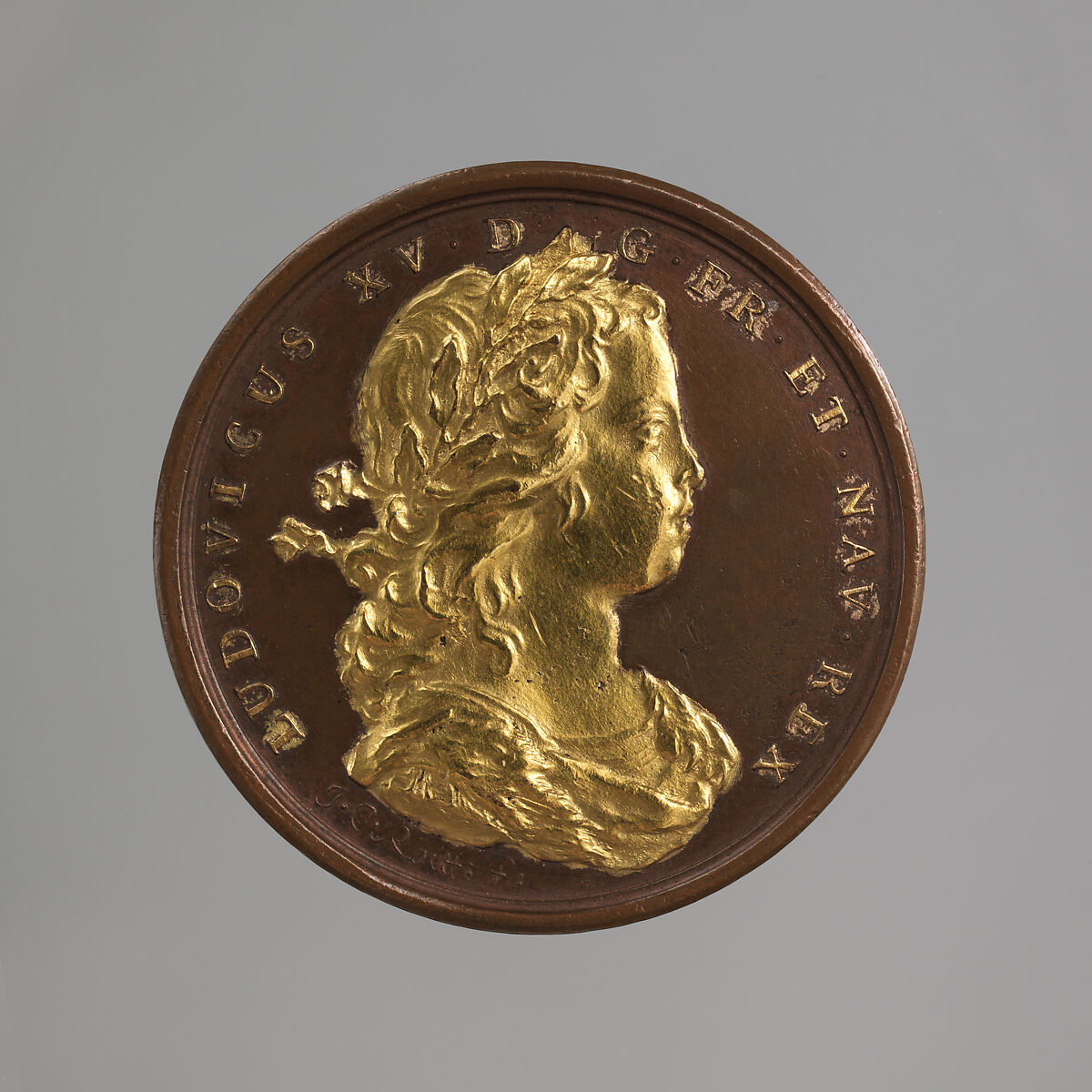 Louis XV: Progress of the King, Joseph-Charles Roettiers (French, Paris 1691–1779 Paris), Gilt bronze, lacquered ground, French, Paris 