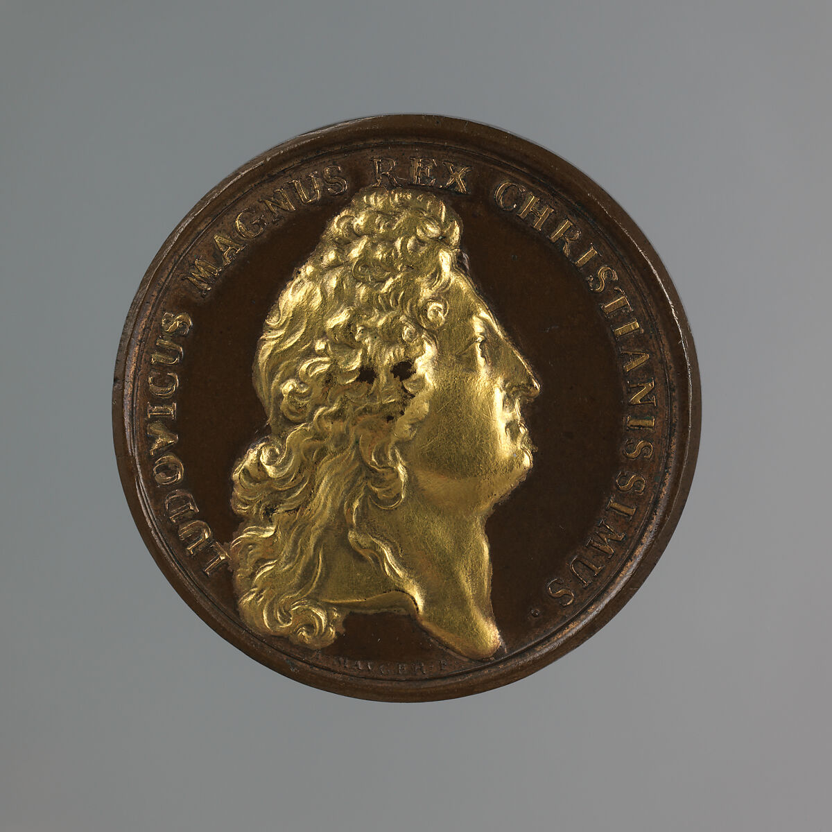 Louis XIV: Birth of the duc de Berry, 31 August 1686, Jean Mauger (French, 1648–1722), Bronze with partial gilding, French 