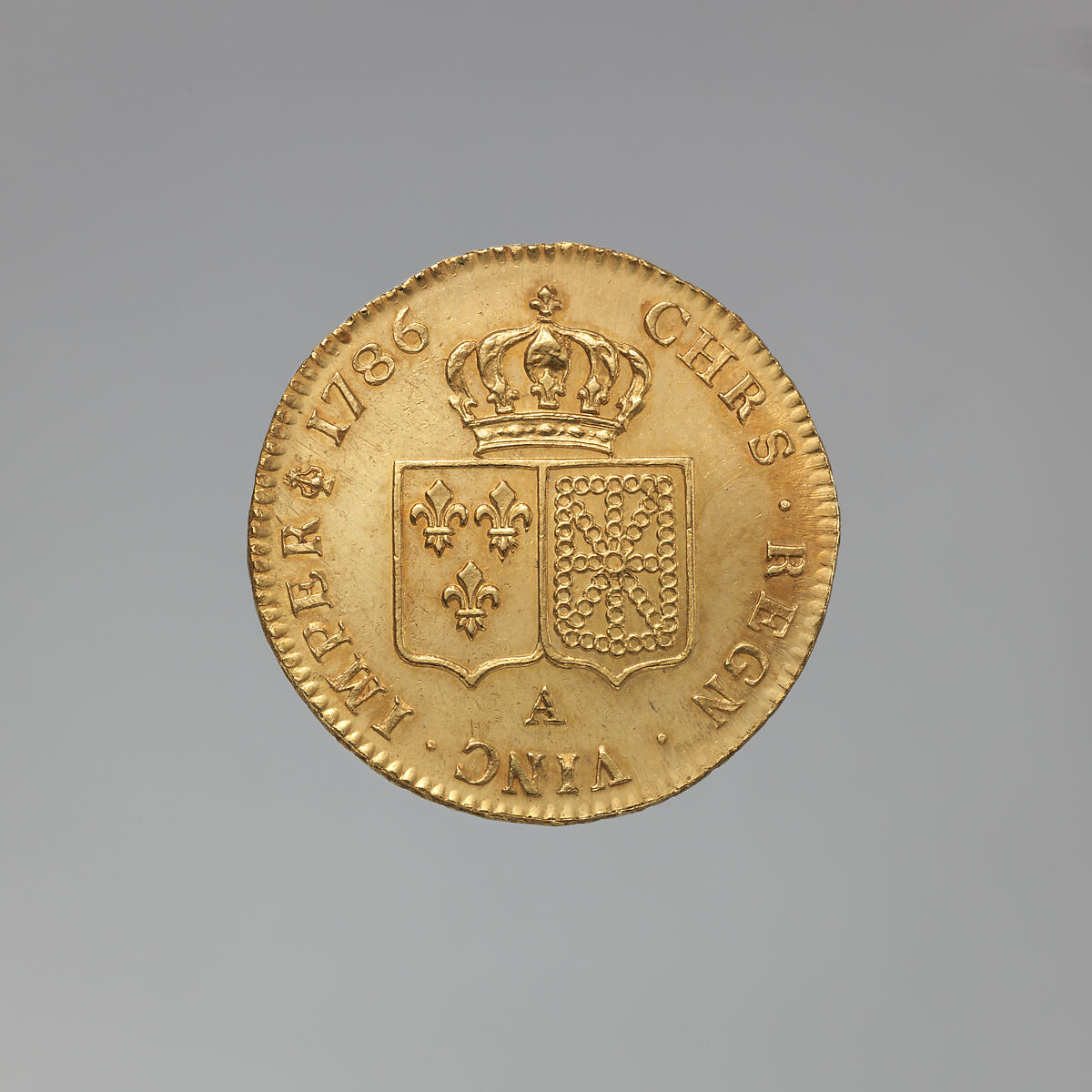 Double Louis d’or of Louis XVI of France (b. 1754-93; r. 1774–1792), Pierre-Simon-Benjamin Duvivier (French, Paris 1730–1819 Paris), Gold, French