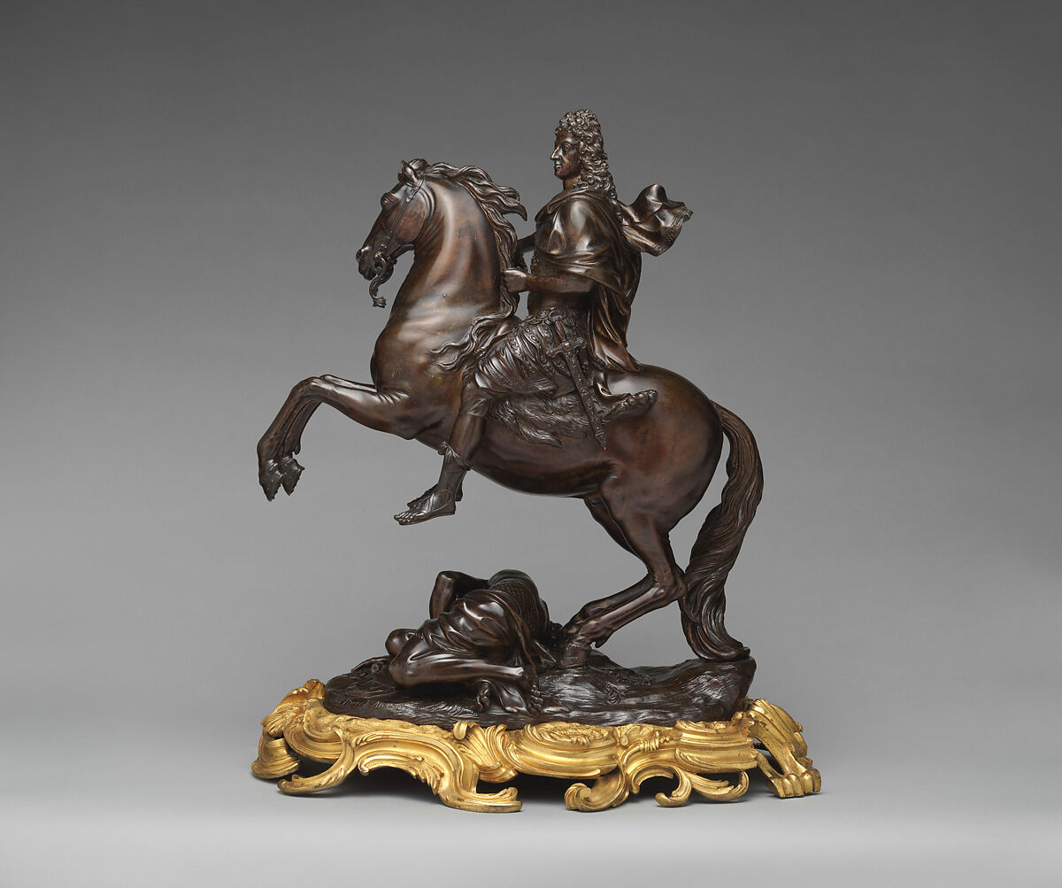 Elector Maximilian II Emanuel of Bavaria on Horseback, Roger Schabol (Flemish, active Paris, ca. 1690– after 1714), Bronze, with gilt-bronze base of about two decades later, Flemish, Brussels