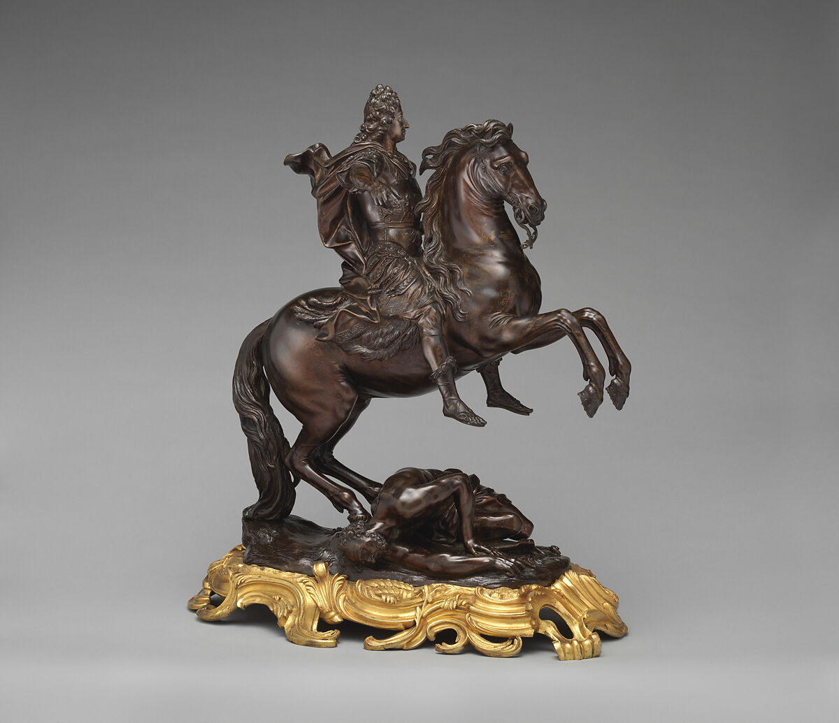 Elector Maximilian II Emanuel of Bavaria on Horseback, Roger Schabol (Flemish, active Paris, ca. 1690– after 1714), Bronze, with gilt-bronze base of about two decades later, Flemish, Brussels