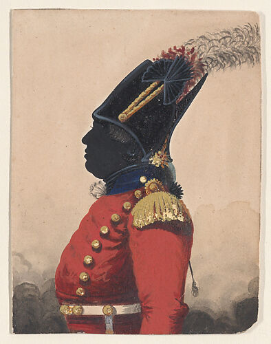 Half-length silhouette of an officer with a feathered hat
