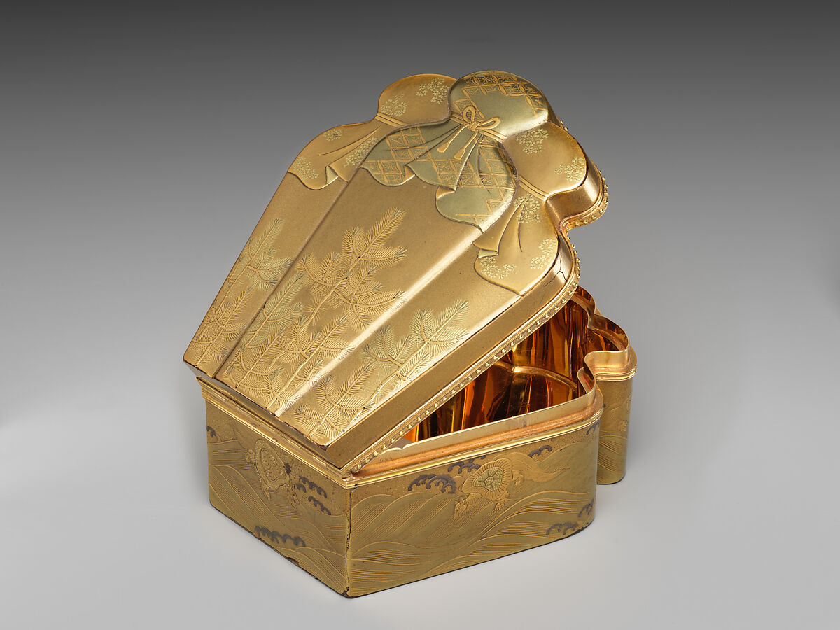 Incense Box (Kōbako) in the Shape of Three Overlapping Jars, Barthélémy Paviet (French, master 1781–after 1793), Lacquered wood with gold and silver takamaki‑e, hiramaki‑e, and togidashimaki‑e on gold ground, with gilded mount, Japan and France