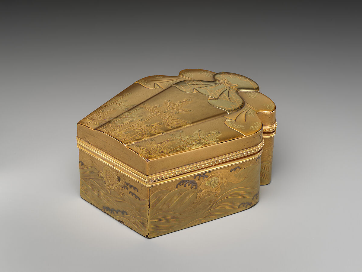 Incense Box (Kōbako) in the Shape of Three Overlapping Jars, Barthélémy Paviet (French, master 1781–after 1793), Lacquered wood with gold and silver takamaki‑e, hiramaki‑e, and togidashimaki‑e on gold ground, with gilded mount, Japan and France 