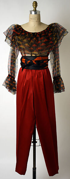 Ensemble, Yves Saint Laurent (French, founded 1961), nylon, rayon, acetate, cotton, French 