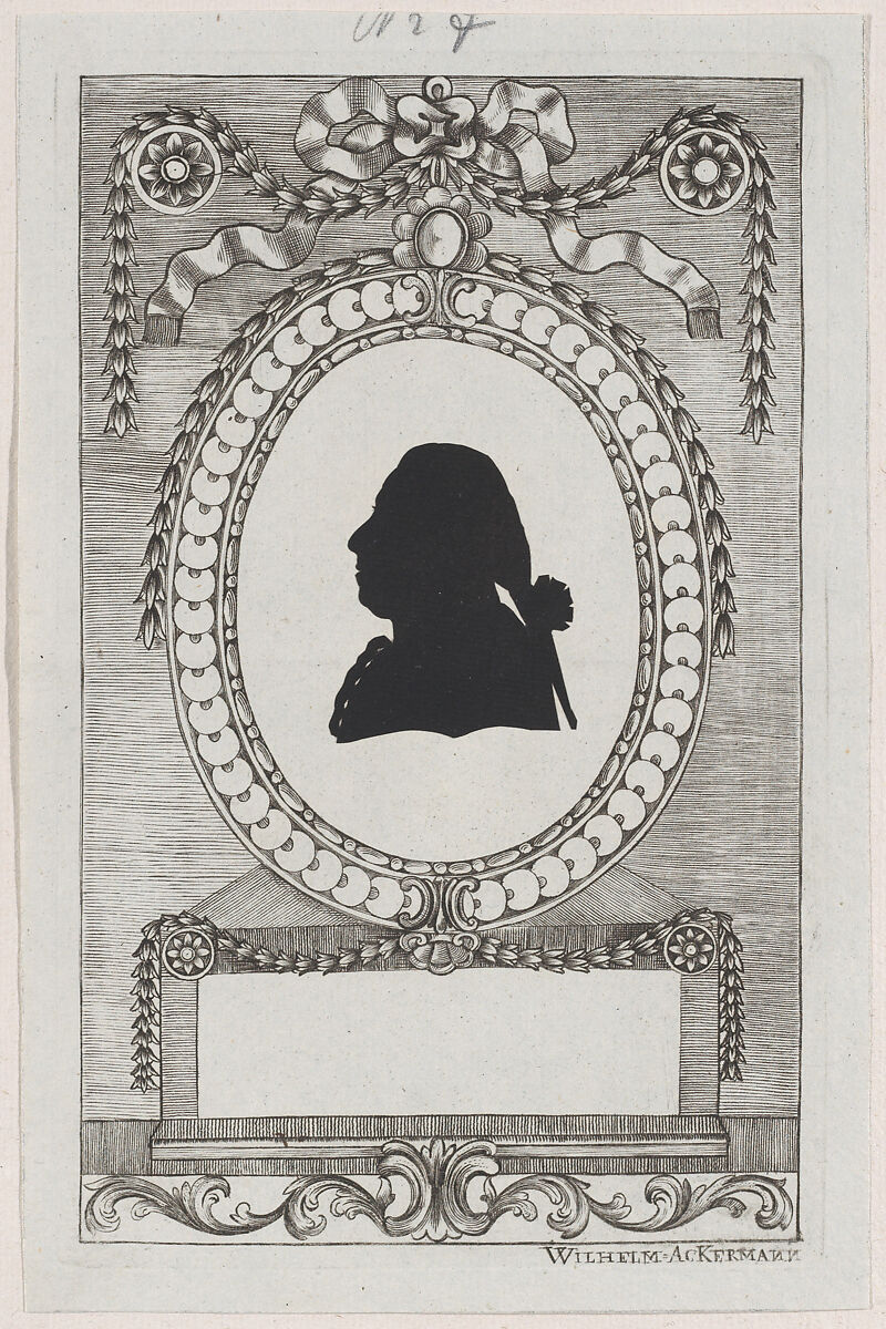 Silhouette of Graf Ferrari, Wilhelm Ackermann (German, 1764–1834), Cut paper pasted on etched frames 