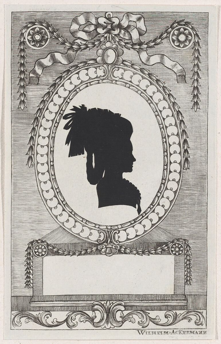 Silhouette of Gräfin Lodroni, Wilhelm Ackermann (German, 1764–1834), Cut paper pasted on etched frames 