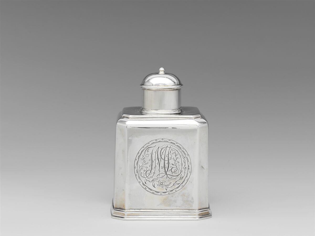 Tea Caddy, Peter Van Dyck (1684–1750), Silver, American 