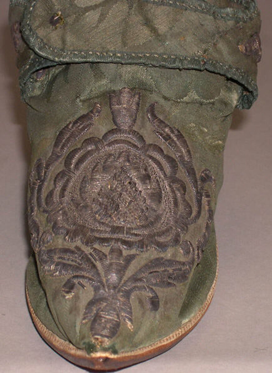 Shoes, silk, silver, probably British