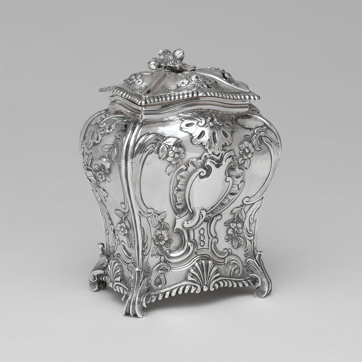 Tea Caddy, Emick Romer (Norwegian, 1724–1799), Silver, British 