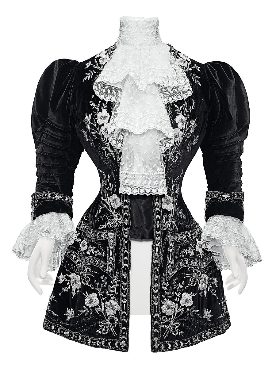 Riding ensemble, Morin Blossier (French), silk, metal thread, ostrich feathers, French