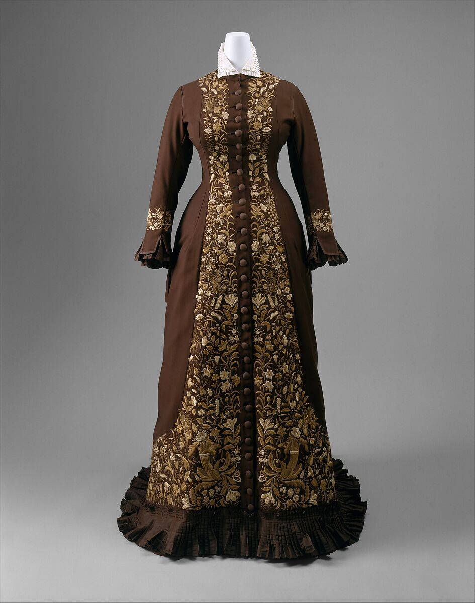 Dress, wool, silk, American 