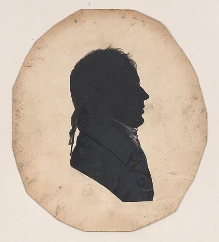 Silhouette of an unknown man, in profile to the right