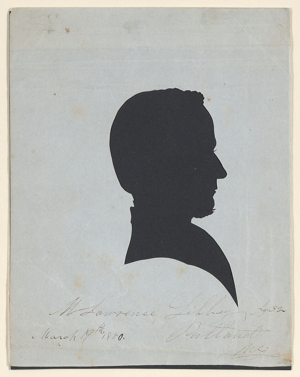 Silhouette of M. Lawrence Libbey, Portland, Maine, Aged 32, Galen Jerome Brewer (American, Brewer, Maine 1819–1894), Hollow cut paper 