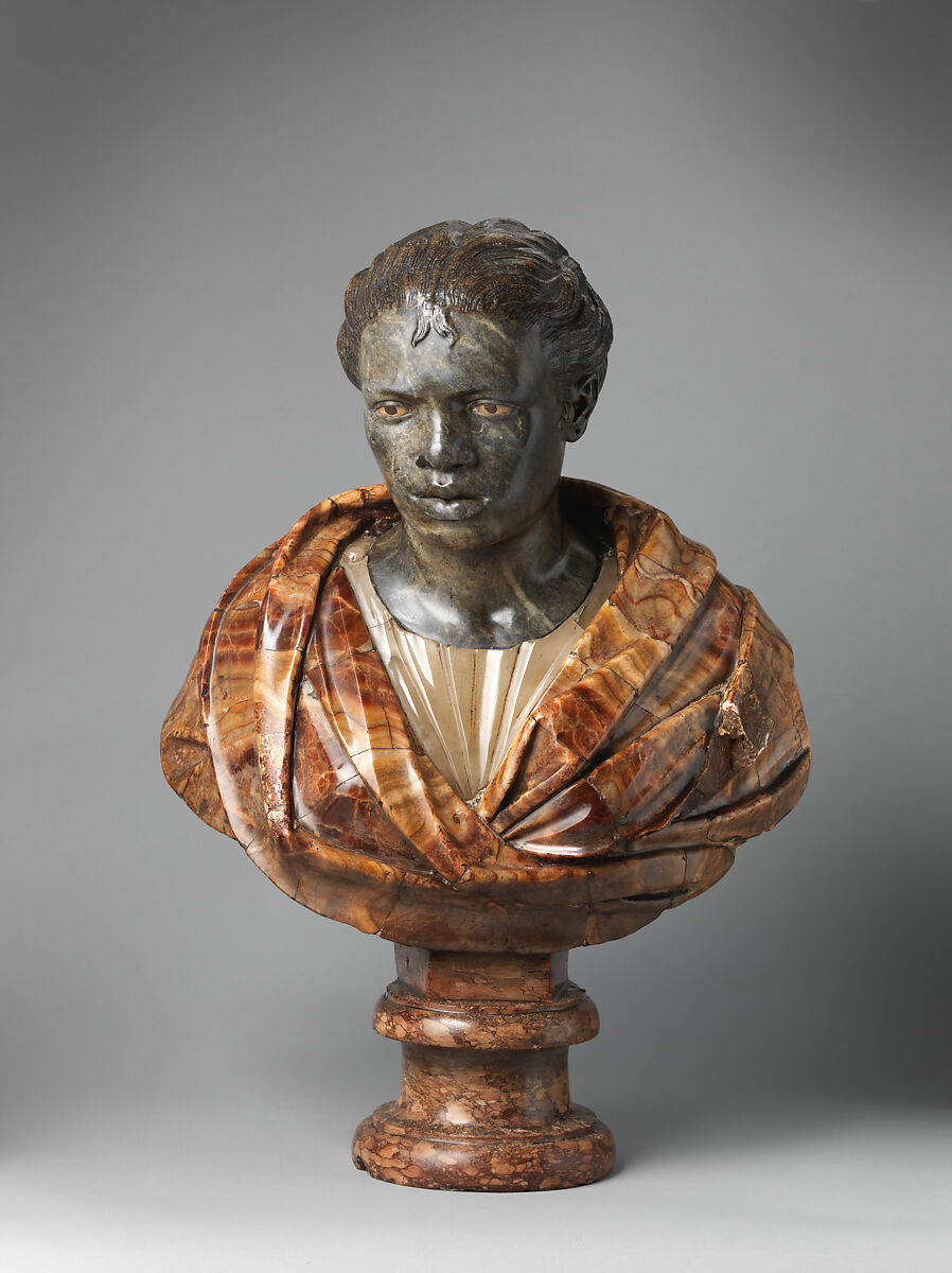 Bust of a Woman, In emulation of Nicolas Cordier (1567–1612), Marble of different colors, French 