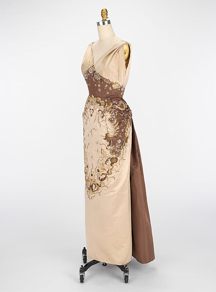 "Oriane", House of Balmain (French, founded 1945), silk, glass, plastic, shells, metal, French