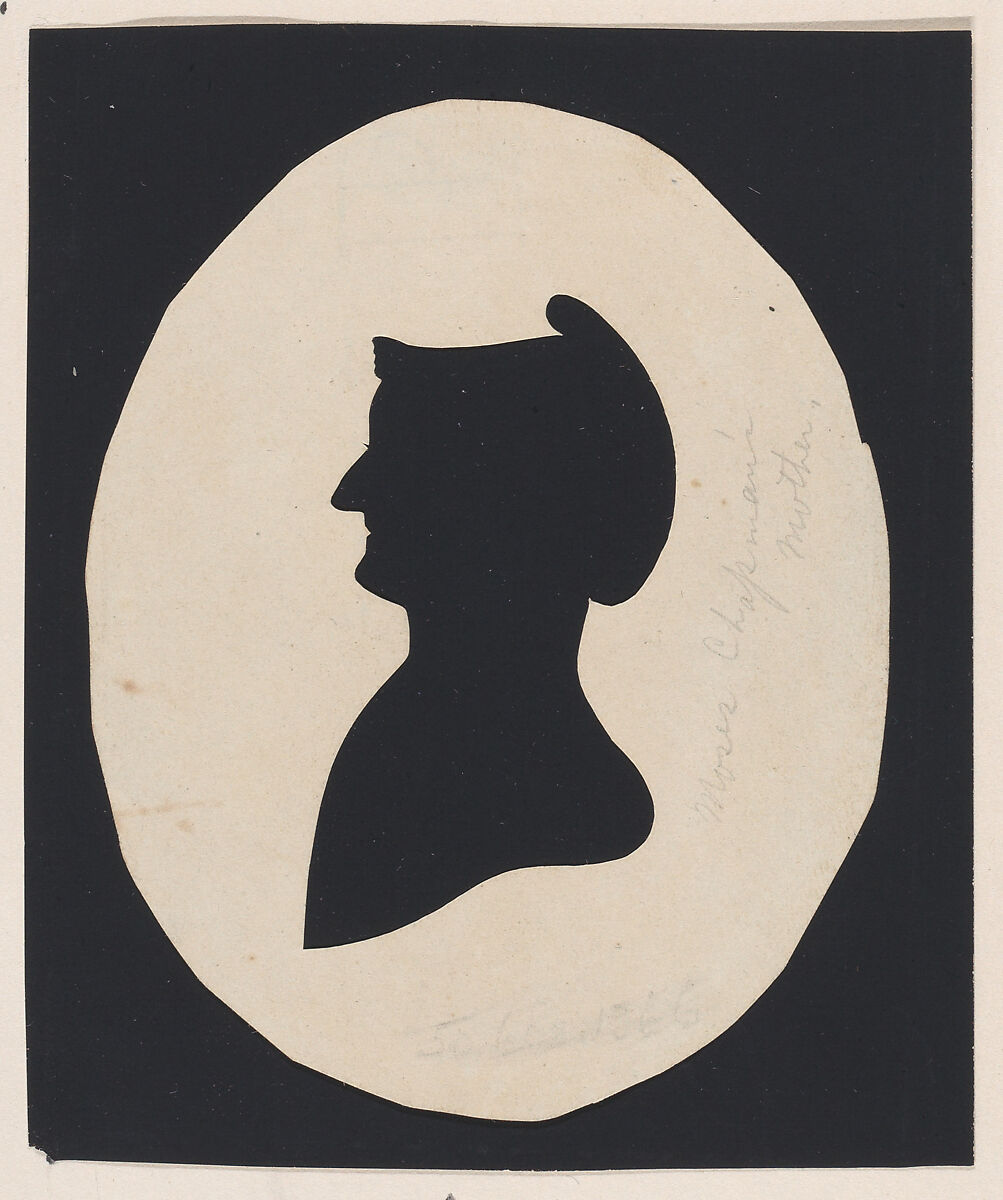 Silhouette of Mrs. Chapman, mother of the artist, Moses Chapman (American, 1783–1821), Hollow cut paper 