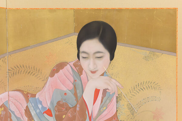 Primavera (Haru), Kainoshō Tadaoto 甲斐庄楠音 (Japanese, 1894–1978), Two-panel screen; ink, color and gold on silk, Japan