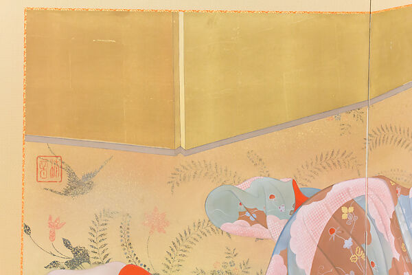 Primavera (Haru), Kainoshō Tadaoto 甲斐庄楠音 (Japanese, 1894–1978), Two-panel screen; ink, color and gold on silk, Japan