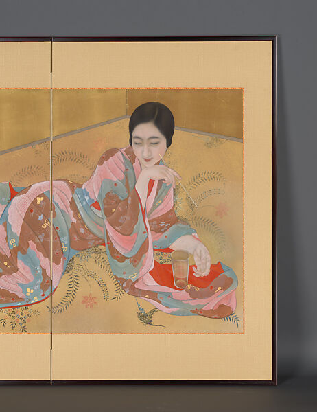 Primavera (Haru), Kainoshō Tadaoto 甲斐庄楠音 (Japanese, 1894–1978), Two-panel screen; ink, color and gold on silk, Japan