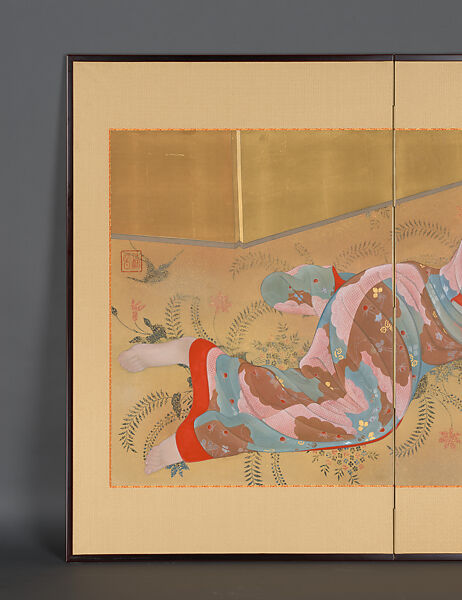 Primavera (Haru), Kainoshō Tadaoto 甲斐庄楠音 (Japanese, 1894–1978), Two-panel screen; ink, color and gold on silk, Japan