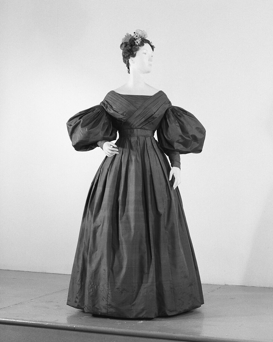 Dress, silk, cotton, American