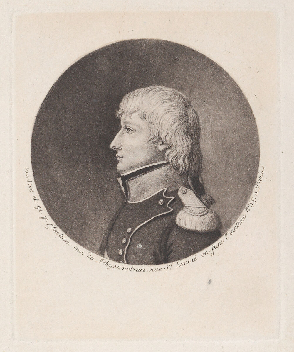 Portrait of Napoleon Bonaparte, to left, Gilles Louis Chrétien (French, Versailles 1754–1811 Paris), Aquatint 