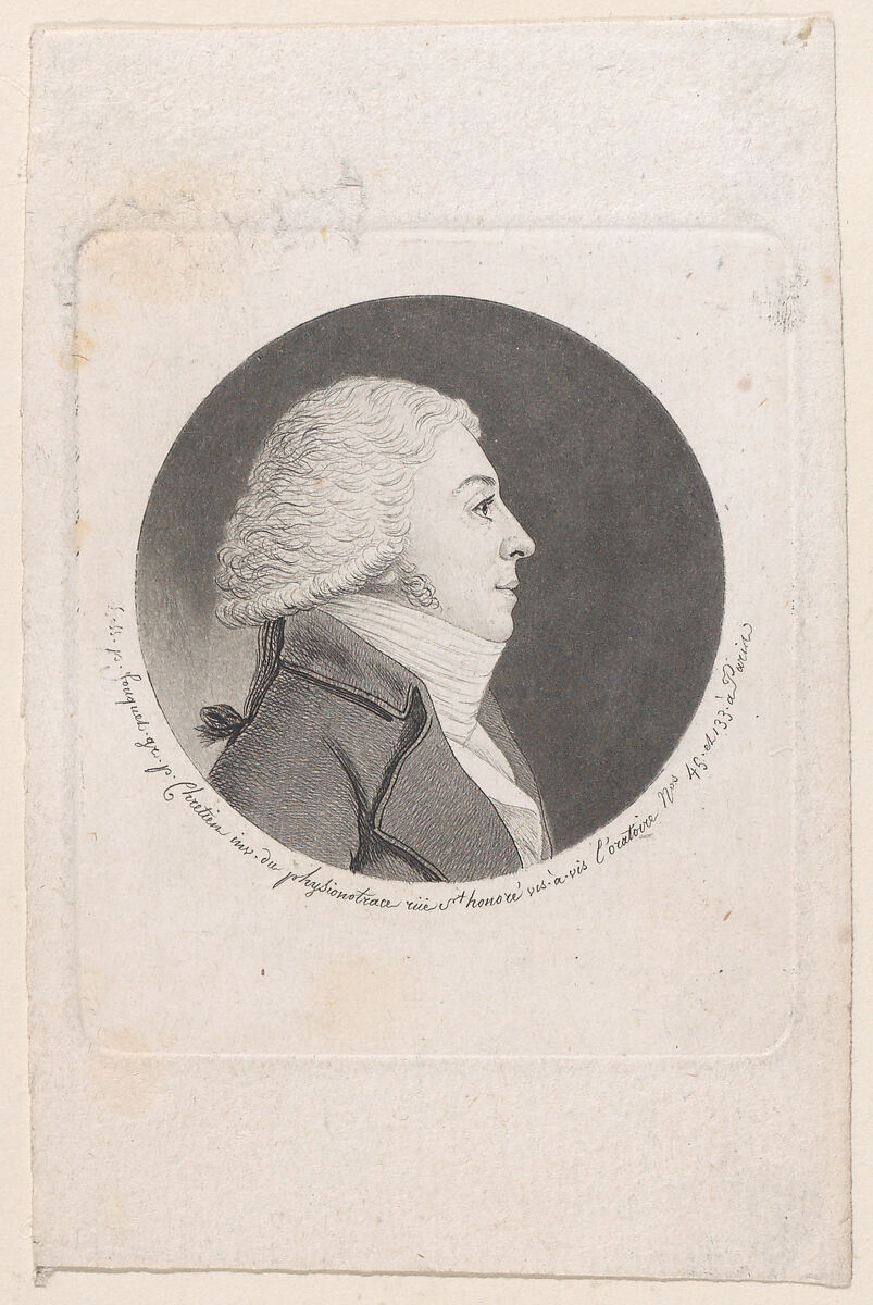 Portrait of a man in uniform to right, Gilles Louis Chrétien (French, Versailles 1754–1811 Paris), Etching and aquatint 